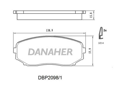 Комплект тормозных колодок, дисковый тормоз DANAHER DBP2098/1 для MAZDA CX-9