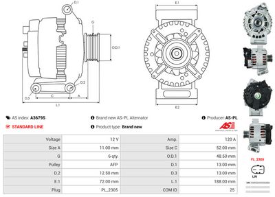 GENERATOR / ALTERNATOR AS-PL A3679S 4