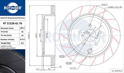 спирачен диск ROTINGER RT 21228-GL T6