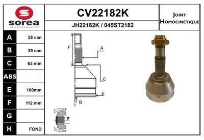 GELENKSATZ ANTRIEBSWELLE EAI CV22182K