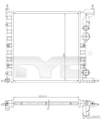 Радиатор, охлаждение двигателя TYC 728-0030 для RENAULT CLIO