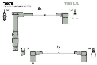 Zestaw przewodów zapłonowych TESLA T007B