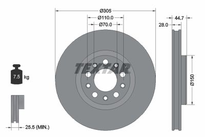 Тормозной диск TEXTAR 92326305 для ALFA ROMEO GIULIA