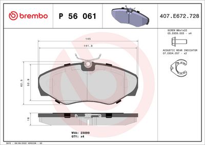 Комплект тормозных колодок, дисковый тормоз P 56 061