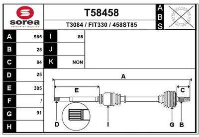 Приводной вал EAI T58458 для FIAT STILO