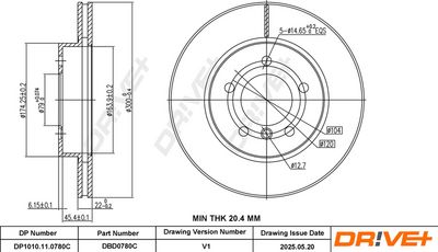 BREMSSCHEIBE DR!VE+ DBD0780C 2