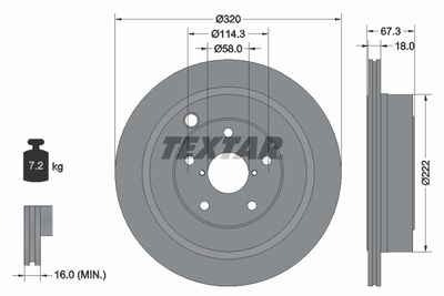 Тормозной диск TEXTAR 92255903 для SUBARU TRIBECA