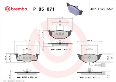 Brake Pad Set, disc brake P 85 071