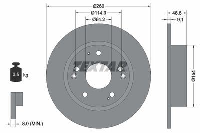 Тормозной диск TEXTAR 92227603 для ACURA TSX