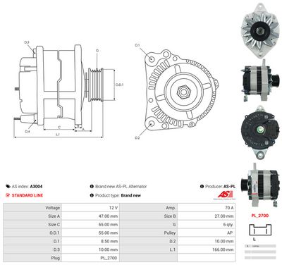 GENERATOR / ALTERNATOR AS-PL A3004 4