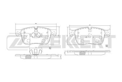 Комплект тормозных колодок, дисковый тормоз ZEKKERT BS-1836 для JAGUAR I-PACE
