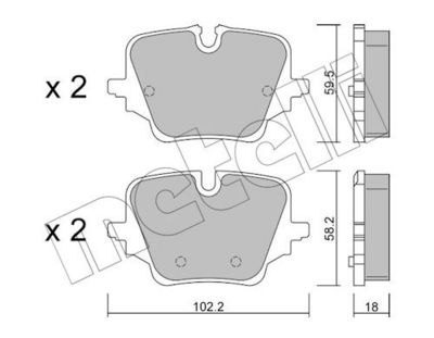 комплект спирачно феродо, дискови спирачки METELLI 22-1426-0