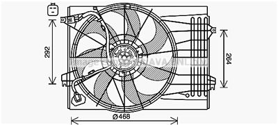 Вентилятор, охлаждение двигателя AVA QUALITY COOLING HY7572 для HYUNDAI TUCSON