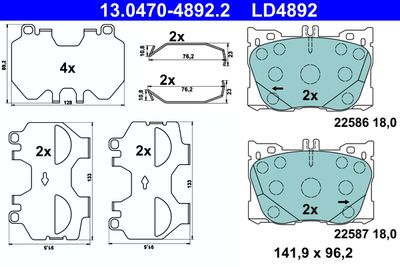 Комплект тормозных колодок, дисковый тормоз ATE 13.0470-4892.2 для MERCEDES-BENZ GLC