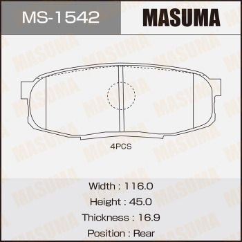 Комплект тормозных колодок MASUMA MS-1542 для LEXUS LX