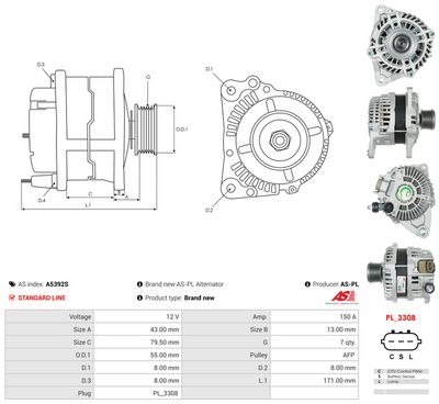 GENERATOR / ALTERNATOR AS-PL A5392S 4