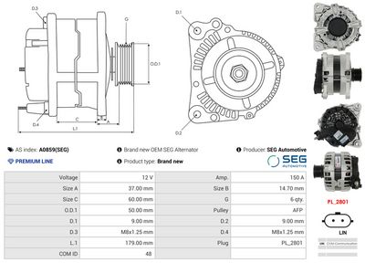 GENERATOR / ALTERNATOR AS-PL A0859SEG 4