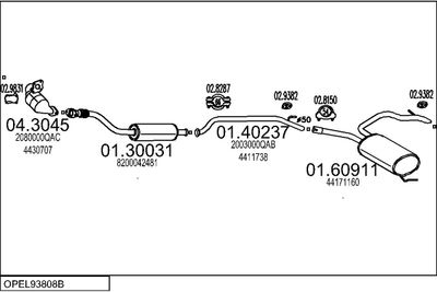Układ wydechowy MTS OPEL93808B027518