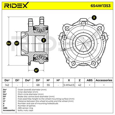 комплект колесен лагер RIDEX 654W1353