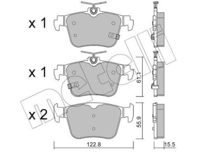 комплект спирачно феродо, дискови спирачки METELLI 22-1442-0