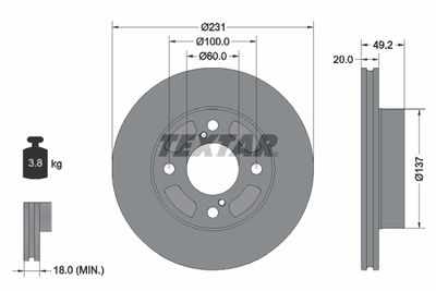Тормозной диск TEXTAR 92314003 для SUZUKI CELERIO