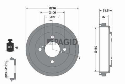 спирачен барабан PAGID 61499N