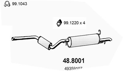 Средний / конечный глушитель ОГ ASSO 48.8001 для TALBOT 1307-1510