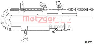 Тросик, cтояночный тормоз METZGER 17.5066 для FIAT SEDICI