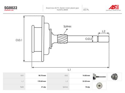 hulhjul, planetgir (starter) AUTOSTARTER SG0022 for MERCEDES-BENZ, DAF, MAN, CASE IH
