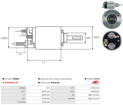 SOLENOID ELECTROMOTOR AS-PL SS0005 3