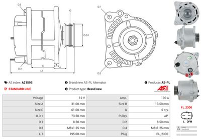 GENERATOR / ALTERNATOR AS-PL A2159S 4