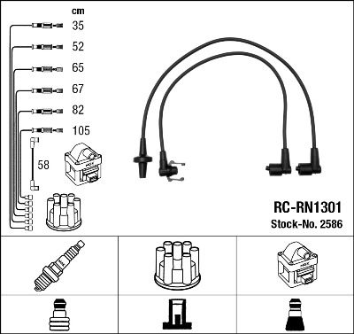 Комплект проводов зажигания NGK 2586 для RENAULT 25