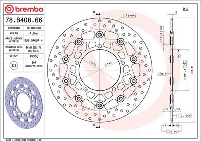 Brake disc Voor drijvend, 310/121,5x5mm 5x142mm, diameter bevestigingsgat 10,5mm, hoogte (tussenruimte) 0