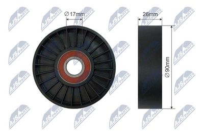 Įtempiklio skriemulys, V formos rumbuotas diržas
