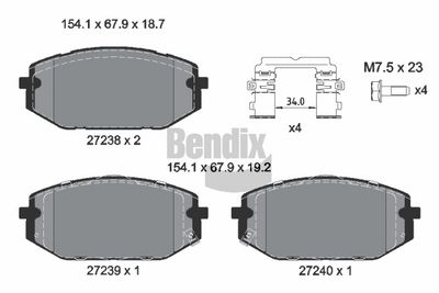 комплект спирачно феродо, дискови спирачки BENDIX Braking BPD2690