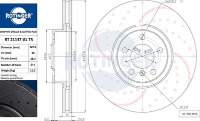 спирачен диск ROTINGER RT 21137-GL T5
