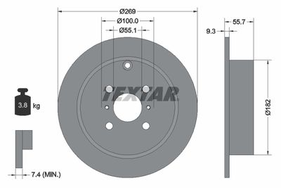 Тормозной диск TEXTAR 92126203 для BYD G3