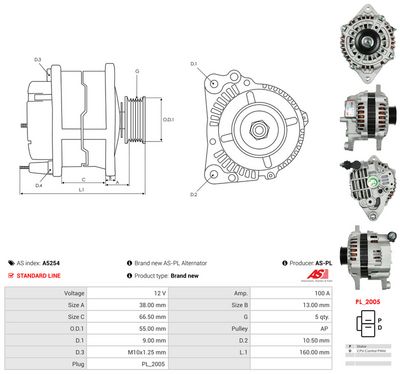 GENERATOR / ALTERNATOR AS-PL A5254 4