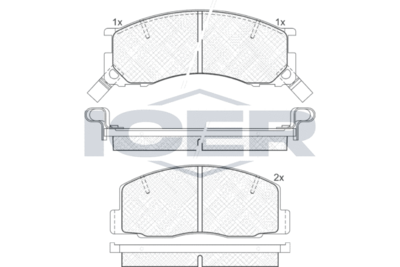 ICER 141057 Тормозные колодки и сигнализаторы для TOYOTA PREVIA I (_R1_, _R2_) 2.4 4WD (TCR21_, TCR20_)