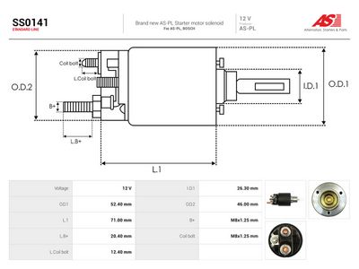 Solenoid, startmotor AS-PL SS0141 för VW