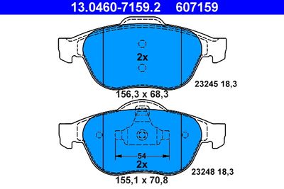 Комплект тормозных колодок, дисковый тормоз ATE 13.0460-7159.2 для RENAULT VEL