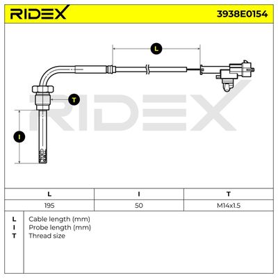датчик, температура на изгорелите газове RIDEX 3938E0154