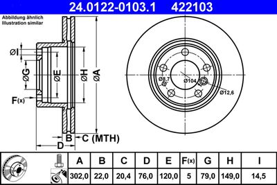 Тормозной диск ATE 24.0122-0103.1 для BMW 7