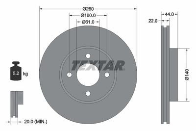 Тормозной диск TEXTAR 92239903 для NISSAN VERSA