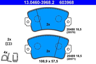 Комплект тормозных колодок, дисковый тормоз ATE 13.0460-3968.2 для RENAULT TRAFIC