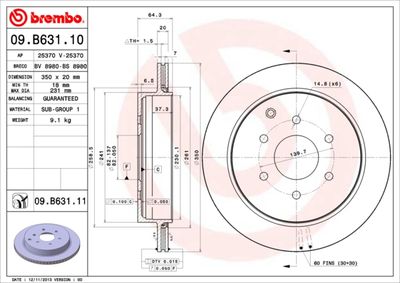 Тормозной диск BREMBO 09.B631.11 для INFINITI QX56