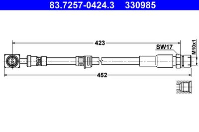 Тормозной шланг ATE 83.7257-0424.3 для SAAB 9-5