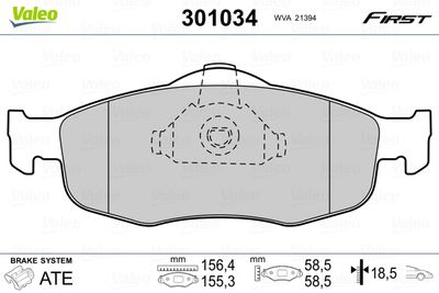 Комплект тормозных колодок, дисковый тормоз VALEO 301034 для FORD COUGAR