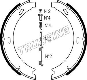 Sada brzdových čelistí, parkovací brzda TRUSTING 052.117K