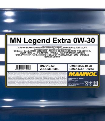 Mannol - motorový olej Legend Extra 0W30 60L